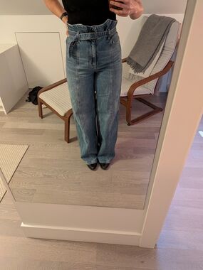 Zara High-Waist Paperbag Wide-Leg Jeans